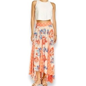 Free People Show You Off Bohemian Hi Low soft Orange Skirt Sz S